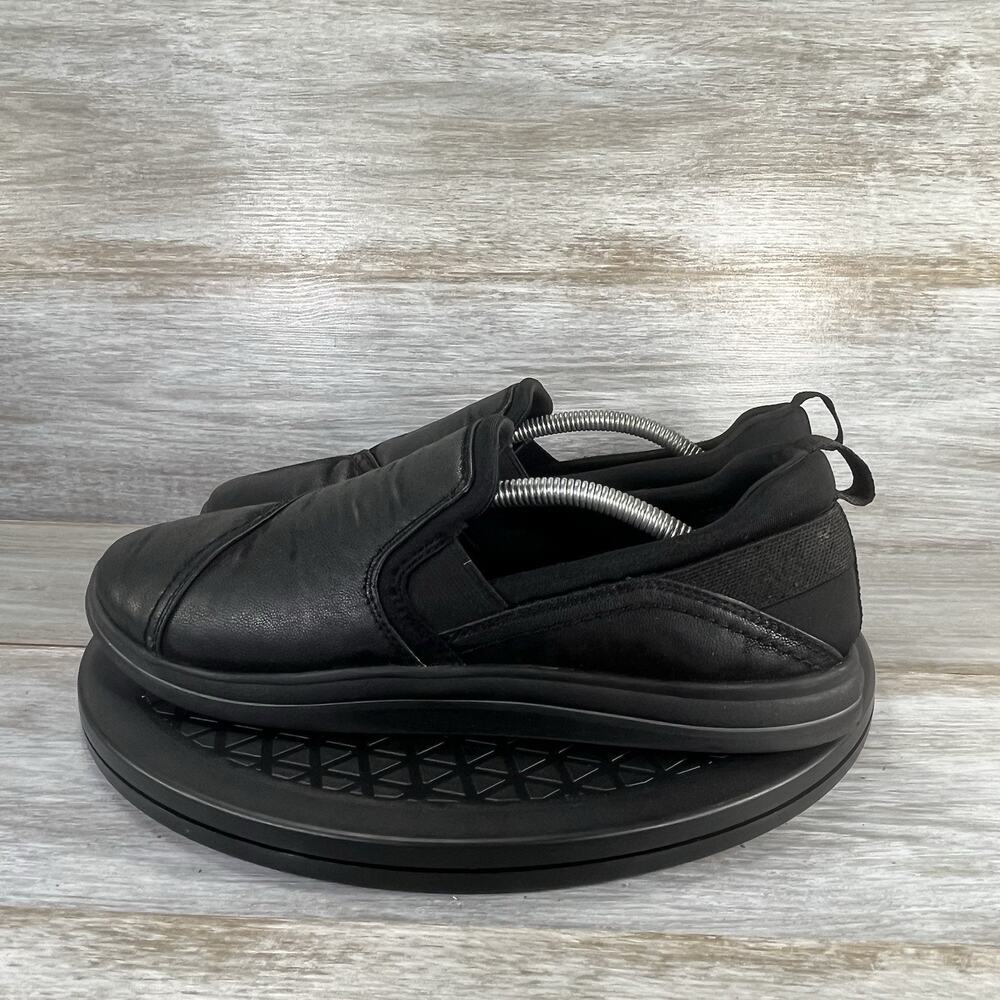 Clarks Women's Breeze Dawn Black Leather Slip On Shoes Size 6.5